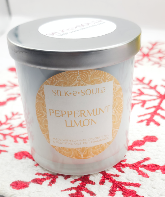 Elegant Premium, All-Natural Scented Soy Candle - PEPPERMINT LI'MON