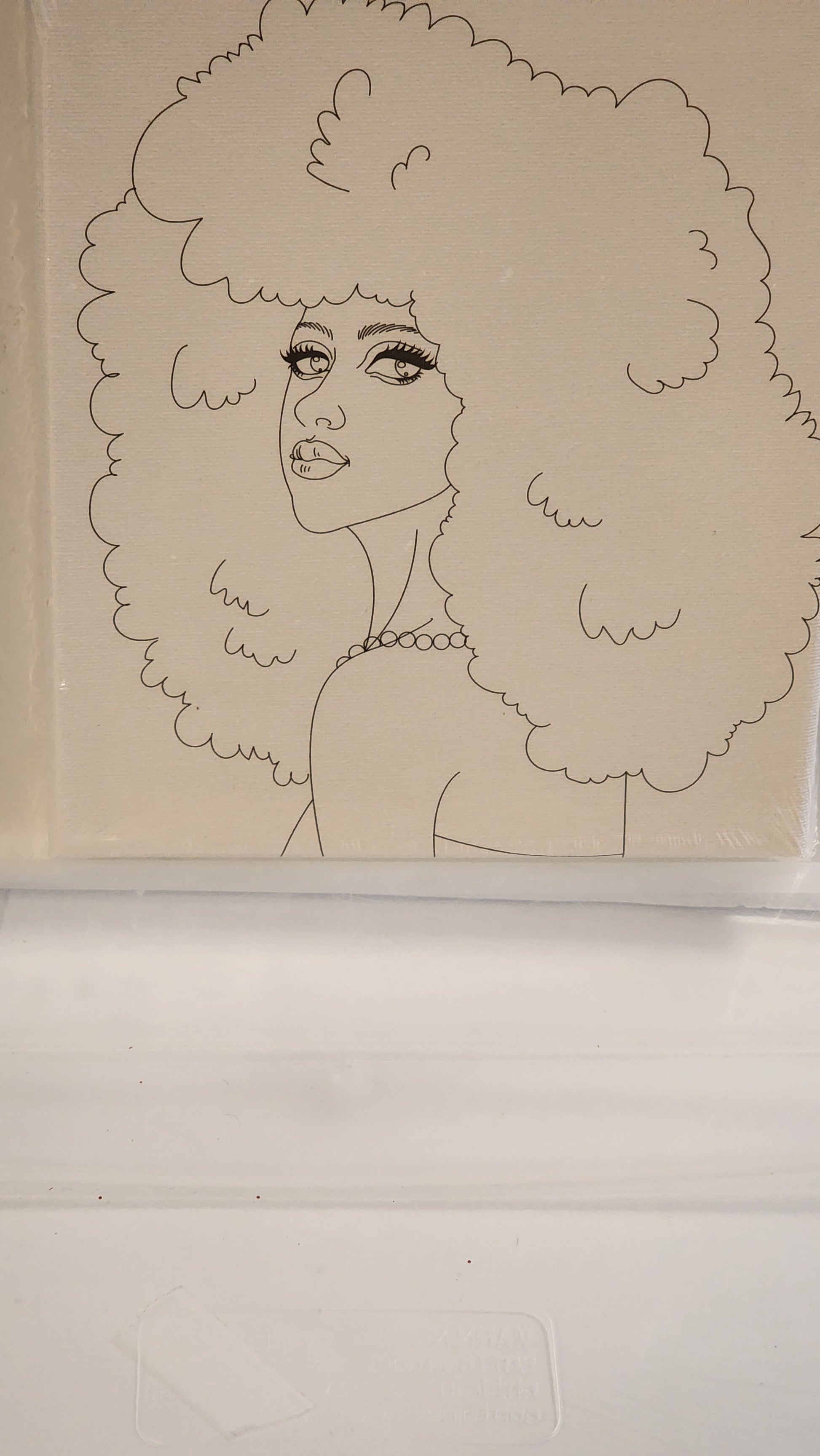 Africa Hair Pre Sketched Canvas, Pre Drawn Canvas for Painting